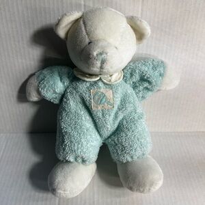 Russ Baby Drowsy Bear Rattle Plush Turquoise Baby Nursery Terry Cloth Stuffy
